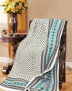 KHATI HOUSE Handmade Printed Knitted Traditional Cotton <b>Quilt</b> <b>Single</b> Bed Size 85 X 55 Inches Lightweight All-Season Home Decor - Product Image 2