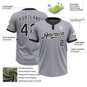 Maillot de baseball personnalisé à impression par sublimation, manches camouflage noires, unisexe adulte, manches courtes, évacuation de l'humidité, coupe classique - Product Image 6