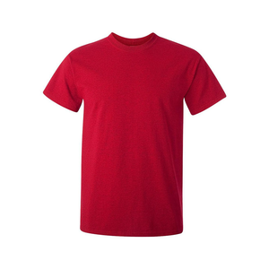 Camisetas de Hombre de Color Rojo Elegantes Hechas en Fábrica Directa, Diseño Personalizado, Cuello Redondo, Manga Corta, Corte Ajustado, Color Sólido - Product Image 1