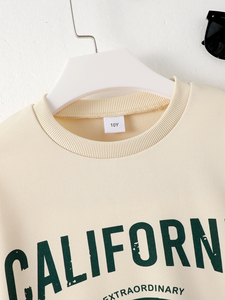 Sweat-shirt à capuche thermique en molleton de coton blanc pour petits garçons, respirant, style vintage, imprimé lettres, pull-over toutes saisons pour enfants - Product Image 3