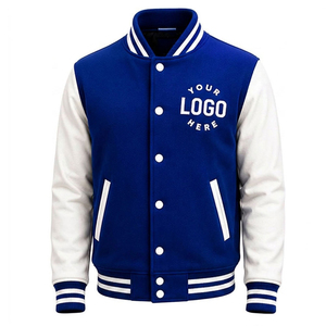 High Quality Custom Canvas Long Varsity <b>Jacket</b> <b>Men</b> Custom Color Contrast Sleeve Preppy Style Button Front Logo Printing <b>Summer</b> - Product Image 1
