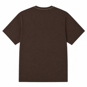 Wholesale Chocolate <b>Brown</b> Cotton Crew Neck T <b>Shirt</b> with Minimal Hem Detail Custom Short Sleeve <b>Mens</b> Casual Wear Supplier - Product Image 2