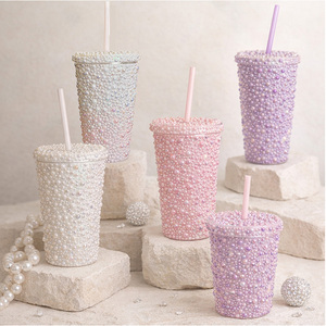 Gobelets personnalisés à paillettes pour femmes, 16 oz, écologiques, sans BPA, anti-fuite, avec paille, tasses <span class=keywords><strong>de</strong></span> voyage durables pour la vente au détail, directement <span class=keywords><strong>de</strong></span> l'usine - Product Image 1