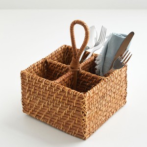 Rustic rattan <b>utensil</b> <b>holder</b> braided section basket silverware organiser direct supply from producer - Product Image 3