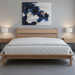 Cadre de lit king size en teck massif au design moderne, couleur naturelle, avec tailles personnalisables pour la maison, l'hôtel, l'appartement, les meubles - Product Image 2