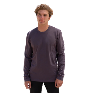 Camiseta de Cuello Redondo para Hombre, 100% Algodón Orgánico de Lujo, Manga Larga, Transpirable, Ajuste Cómodo, Servicio OEM - Product Image 2