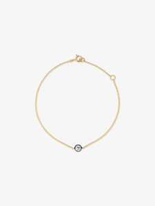 Chain Link <b>Bracelets</b> 14k Solid Gold Black Rhodium Bezel Diamond Solitaire Spring Clasp <b>Stacking</b> 7Inches Chain Layering Jewelry - Product Image 1