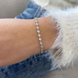 Pulsera Cubana de Plata 925 con Diamantes de Moissanita, Joyería Urbana, Pulsera de Diamantes de Moissanita para Mujer - Product Image 3