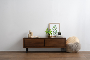 <b>Walnut</b> TV Stand Media Console Wooden Storage <b>Cabinet</b> with Open Doors Metal Legs for Living Room - Product Image 4