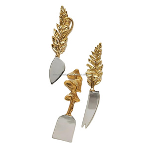 Juego de cubiertos de metal de lujo con asas de hoja, apto para lavavajillas, para servir queso, decorativo, para uso en cafeterías y panaderías. - Product Image 1