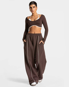 Pantalones de lona casuales para mujer, de corte recto, cintura alta, pierna ancha, 100% algodón, impermeables, ecológicos, antiarrugas, para invierno - Product Image 4