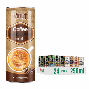 กาแฟอาราบิก้าชนิดน้ำเข้มข้นบรรจุกระป๋องอะลูมิเนียม 250 มล. ไม่เติมน้ำตาล แคลอรีต่ำ 24 กระป๋อง/กล่อง บรรจุภัณฑ์คุณภาพพรีเมียม VINUT รับผลิตแบบ OEM ODM - Product Image 1
