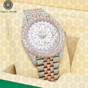 Reloj de Lujo para Hombre Charm Jewells, Caja de Acero Inoxidable de 40 mm, Movimiento Mecánico, Detalles de Diamantes, Correa de Cuero, Resistente al Agua 10 Bar - Product Image 6