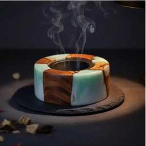 Quemador de Incienso de Madera con Diseño Personalizado Estilo Árabe, con Patrón de Resina, para Bakhoor, Fragancia Religiosa Aromática, Soporte Duradero para Varillas de Incienso - Product Image 3