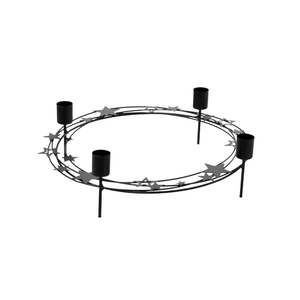 Porte-bougie décoratif en fer forgé noir pour couronne de Noël, décoration suspendue pour la maison et les fêtes de Noël - Product Image 1