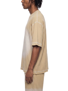 Camiseta de Hombre con Cuello Redondo y Manga Raglán, Tejido Waffle, Corte Holgado, Color Sólido, Informal, 100% Algodón Ecológico, Tela Jersey de 220g - Product Image 4