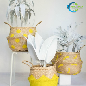 Paniers décoratifs faits à la main en jonc de mer pour couvrir les pots de plantes et la décoration, paniers à fruits pour la maison, artisanat vietnamien - Product Image 5