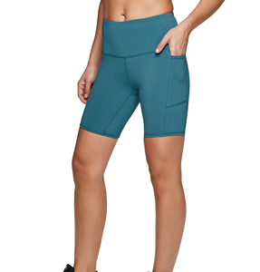 Index Apparel High Waist Solid Color Sporty Yoga <b>Shorts</b> With Pockets Knitted Spandex Polyester Breathable <b>Compression</b> Fit - Product Image 6