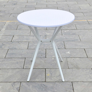 Round Molded <b>Plastic</b> <b>Table</b> with X style <b>Table</b> Base - A Modern and Compact Outdoor Chair, suitable for Garden Evening - Product Image 2
