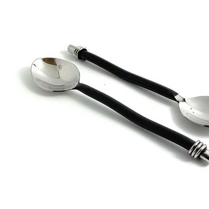 Ensemble de service à soupe en métal décoratif, cuillère en or au Design ancien, serveur de soupe, pour salade de fruits, avec poignée en métal émaillé blanc - Product Image 6