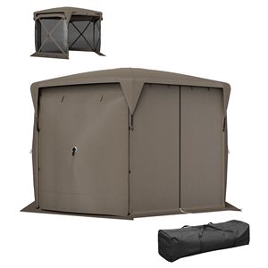 Gazebo Pop-Up Marrone 3,35 x 3,35 m con Tetto Rimovibile e Pannelli Antivento Avvolgibili per Campeggio o Uso in Giardino - Product Image 1