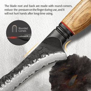 Cuchillo de filetear de Damasco forjado a mano con mango de madera |   Cuchillo Profesional Flexible para Filetear Pescado, para Carne y Pesca - Product Image 3