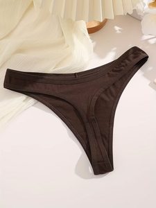 Women's Basic High-Rise Solid Color Seamless High-Waisted Triangle Panties Spandex/Cotton Anti-Bacterial Comfortable Breathable - Product Image 3