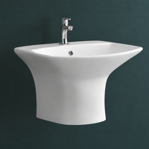 GRAND One Piece Wall-Mount Rectangular Basin Single Hole Contemporary Wash Basin Sintered Stone Polished Glossy <b>Drainer</b> 12L - Product Image 3
