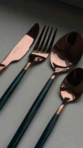 Ensemble de couverts de luxe en or noir pour hôtels, restaurants et mariages, vente en gros, fournisseur direct de vaisselle de table - Product Image 5