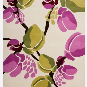 Tapis faits main en laine bouclée tuftée – Tapis modernes écologiques antidérapants et rembourrés, adaptés aux animaux domestiques, en violet et vert, pour salles de prière - Product Image 1