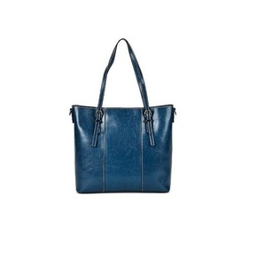 Women's Genuine Leather Tote <b>Bag</b> Classic Blue Saffiano <b>Large</b> Capacity <b>Shoulder</b> Strap Casual Daily Use Handbag - Product Image 1