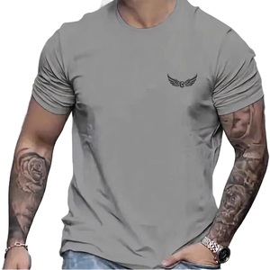 เสื้อยืดแขนสั้นสีขาวสำหรับผู้ชาย พิมพ์ลายปีกโลโก้ ทรงเข้ารูป คอกลม ผ้าเจอร์ซีย์คอตตอน ระบายอากาศได้ดี ดีไซน์ลำลอง - Product Image 4