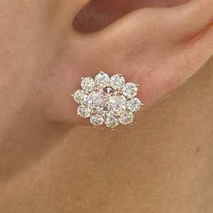 Floral Moissanite 2CT Oval Cut Diamond Flower <b>Stud</b> Earrings 925 <b>Silver</b> For Women's Bride Choice For Wedding Parties Jewelry - Product Image 1