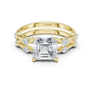 Anillo de Oro Amarillo Sólido de 14K con Certificado GRA, Nuevo Diseño, con Diamante Cultivado en Laboratorio con Corte Asscher, Anillo de Boda a Precio de Mayoreo - Product Image 1