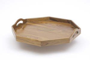 Plateau de service en bois écologique fait main, pour la table à manger, la table basse, la décoration de la maison et de la cuisine, multi-usages, pour les collations, les boissons, passe au lave-vaisselle et au micro-ondes - Product Image 4