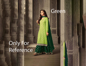 Robes pour femmes en georgette, grandes tailles, style traditionnel indien, avec broderies florales riches, pour mariage, salwar. - Product Image 1