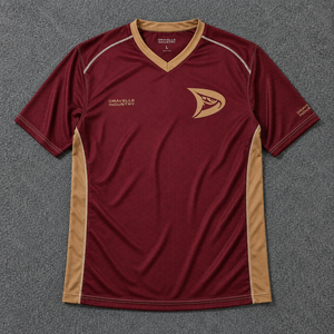 High Performance Mens <b>Maroon</b> Gold Cornhole Uniforms Embroidered Pique Sportswear <b>Maroon</b> Gold Polyester Pique Activewear - Product Image 1