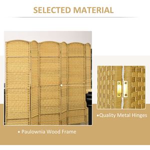 Handcrafted 6-Panel <b>Folding</b> Room Divider <b>Screen</b> 6FT Tall Privacy Freestanding Wood Partition for Home Office Nature Wood Tone - Product Image 6