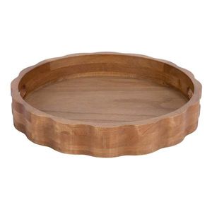 Multipurpose wooden mango round <b>tray</b> for serving drinks <b>snacks</b> breakfast ideal for home kitchen restaurant catering use - Product Image 2