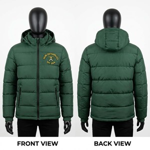 เสื้อแจ็คเก็ตพัฟเฟอร์ลำลองสำหรับผู้ชาย ZAINI ZE-002 รุ่นพรีเมียม 220 GSM ผ้าโพลีเอสเตอร์พองจี สีเขียวเข้มลายพราง แบบมีฮู้ด กันน้ำ - Product Image 3
