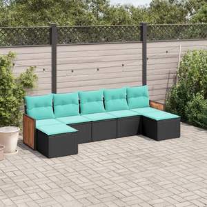 Patio <b>Sofa</b> Set Black PE <b>Rattan</b> Powder Coated Steel <b>Outdoor</b> Garden Furniture Contemporary Design - Product Image 1