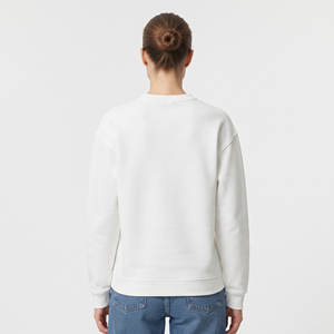 Custom Women's Crew Neck Fleece Pullover Sweatshirt solid <b>white</b> color Soft Cotton Long <b>Sleeve</b> Casual Winter <b>Top</b> for Wholesale - Product Image 6
