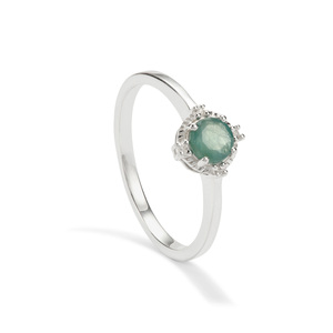 <b>Dainty</b> Grandidierite 0.53 Cts Gemstone <b>Ring</b> 8 Mm X 8 Mm White Zircon In Sterling <b>Silver</b> Fine Jewelry Festive Gifting Special - Product Image 1