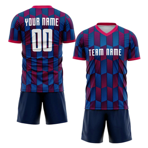 Ensembles de vêtements de sport de football personnalisables en tissu mesh 100% polyester, séchage rapide, respirant, léger, avec logo du nom de l'équipe, service OEM - Product Image 4