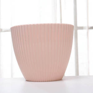 Nouveau modèle de pot de fleurs en plastique épais, écologique, durable, imperméable, avec repose-pieds, motif vertical de plantes vertes, rond, vente en gros - Product Image 1