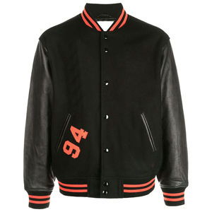 Chaqueta Varsity Personalizada para Hombre en Lana de Invierno con Cuello Alto y Mangas de Cuero Disponible en Colores Brillantes Chaquetas para Hombre de Alta Calidad - Product Image 1