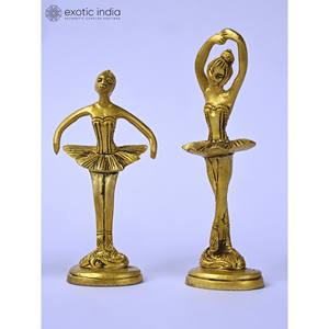 4-Inch Handmade <b>Small</b> Brass Ballerinas Sculptures Set for <b>Table</b> Decor and Home Decor Item Made In India - Product Image 4