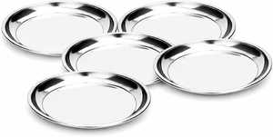 Ensemble d'assiettes rondes en acier inoxydable de qualité alimentaire, réutilisables et durables, pour la maison, les restaurants et les hôtels - Product Image 2