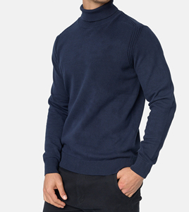 เสื้อสเวตเตอร์คอกลมผู้ชาย สีกรมท่า ทรงปกติ สวมใส่สบาย เป็นมิตรกับสิ่งแวดล้อม บุด้วยผ้าลูกฟูก เหมาะสำหรับฤดูหนาว - Product Image 1