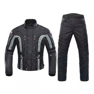 Combinaison de moto pour homme en PU rouge et noir, manches longues, coupe-vent, protection toutes saisons, veste et pantalon - Product Image 3